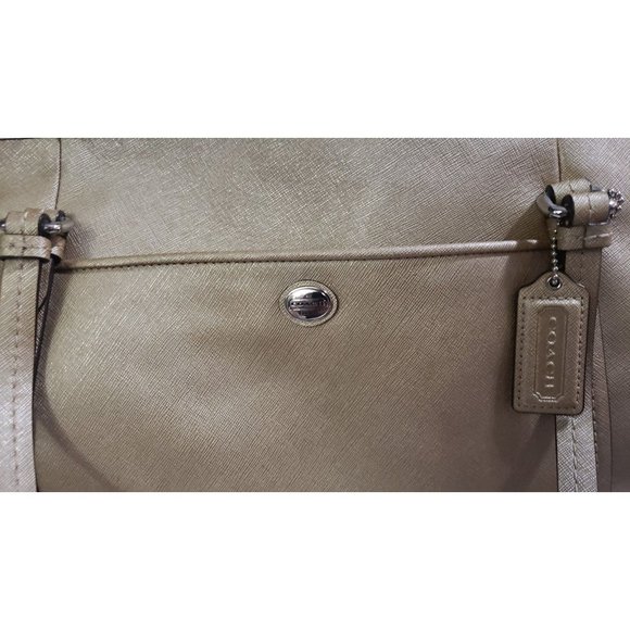 Coach Authentic Peyton Saffiano Leather Shoulder Bag Gold and Wallet - Picture 6 of 9